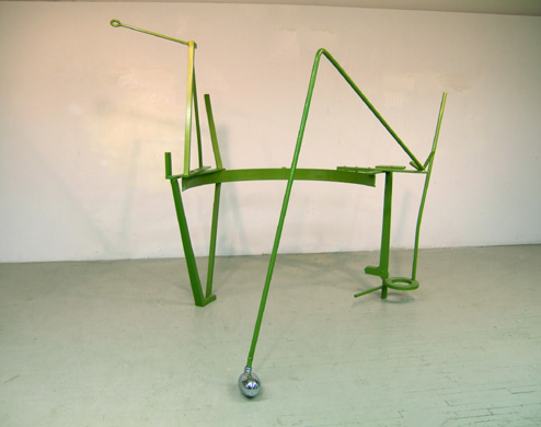 Bebop 80 X 79 X 77 inches Polychrome and Chromed Steel Copyright, &copy; A Fauteux 2002, all rights reserved Andre Fauteux, Sable-Castelli Gallery Exhibition, &copy;2003, sculpture